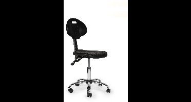 Ergonomische Werkplaatsstoel Zwart Op Wielen Hoog (70-86cm) / met Voetsteun / Standaard wielen