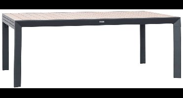 Uitschuifbare tuintafel voor 12 personen van aluminium met houtlook ÉVASION