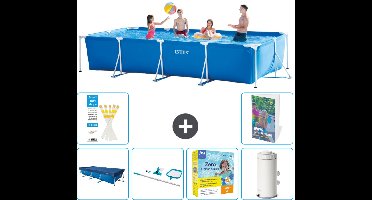 Intex Rechthoekig Frame Zwembad - 450 x 220 x 84 cm - Blauw - Inclusief Afdekzeil - Schoonmaakset - Onderhoudspakket - Zwembadfilterpomp - 7-delig