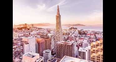 Fotobehang Morning - Skyline – Stad – Wolkenkrabber – Woonkamer – Slaapkamer – 368 x 254 cm – Komar