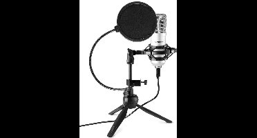 USB microfoon voor pc - Vonyx CM300S - Met tafelstandaard en popfilter - Titanium