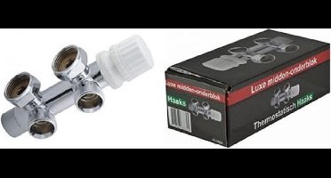 Riko Thermostatisch Onderblok Haaks Links 3/4 Inch - Chroom