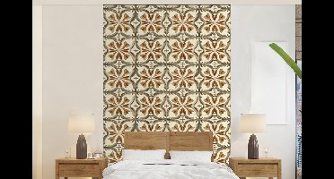 Behang - Fotobehang Siertegel - Patroon - Bruin - Breedte 140 cm x hoogte 220 cm