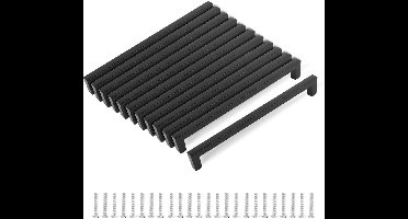GELLDG RVS Griffels - 12 Stuks - Möbelgriffe - 192mm Boringafstand - Incl. 24 Schroeven - Stevig en Gemakkelijk te Monteren - Geschikt voor Keukenkastjes Schuifladen en Meubels - 202x10x27mm