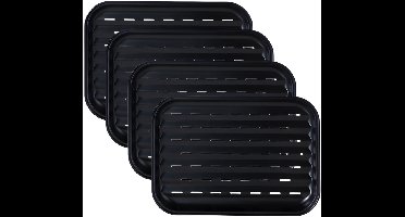 BBQ Collection grillschaal - 4x - staal - 34 x 24 x 2 cm - herbruikbaar - antiaanbaklaag - grillrooster