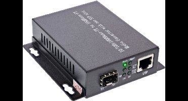InLine® Netwerk Media Converter 10/100/1000Mb/s TP naar SFP LWL, SM, 20km