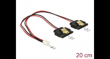 Delock Cable Power 2 pin female > 2 x SATA 15 pin receptacle (5 V) metal 20 cm