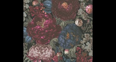 WEELDERIGE BLOEMEN BEHANG | Vintage - Rood Blauw Zwart Groen - LivingWalls Michalsky 5