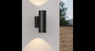 HOFTRONIC – Hulda Wandlamp cilindervormig – Dimbaar – Up & Downlight – Mat zwart aluminium – GU10 fitting – IP65 – Binnen en buiten – 220-240V