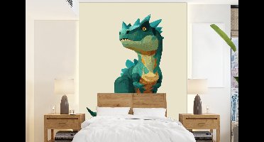 Behang - Fotobehang Stekels - Dino - Blauw - Gespierd - Breedte 160 cm x hoogte 220 cm