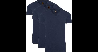 Mario Russo T-shirts - T-shirts Heren - Onder Shirts - Katoen - 3-pack - V-Hals - M - Navy