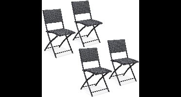 Casaria Klapstoel Polyrattan – Set van 4 Stuks – Weerbestendig - Zwart