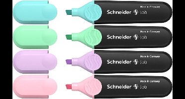 Schneider markeerstift - tekstmarker - Job pastel - assorti 4 stuks - beitelpunt - S-115098