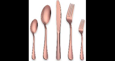 Boraboi® Elegante 30-delige bestekset met roestvrij staal en koperkleurige afwerking, voor 6 personen, Roestvrij staal, Koperkleur