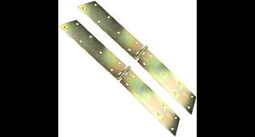 KARZO - C57925 - Set van 2 Universele Scharnieren - Rechthoekig 350 x 50 mm - 14 Gaten - Geel Verzinkt Staal