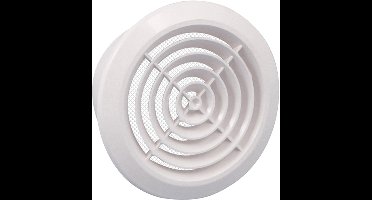 Starx Ventilatorrooster - Rond Muurrooster met Vliegengaas - Voorkomt Insecten en Ongedierte - Ø 165 mm - Aansluitmaat Ø 125 mm - Doorlaat 97 cm² - Kunststof - Kleur Wit