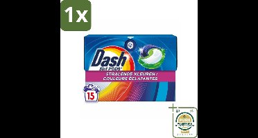 1 x Dash – Wasmiddelcapsules – 3in1 Pods Stralende Kleuren – 15 capsules- 3in1 Wasmiddel - Kleuren Behouden - Vlekken Verwijderen - Frisheid - Wasmiddelcapsules