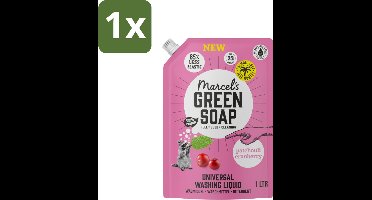Marcel's Green Soap - Vloeibaar Wasmiddel - Universeel - Navulling - Patchouli & Cranberry - Effectief & natuurlijk - 23 Wasbeurten - 1 liter - 1 stuk