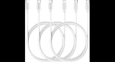 3x USB C naar USB C Kabel Wit - 1 meter - Oplaadkabel voor Samsung Galaxy A05 / A05S / A15 4G / A15 5G / A16 / A17 5G / A25 5G / A35 5G / A55 5G