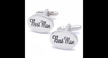 Manchetknopen - Best Man Tekst Zilver Ovaal