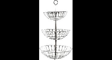 Fruitschaal - zilver - 56 cm - etagere 3-laags bestekpatroon - Keukenaccessoires - fruitmanden - Fruitschalen van metaal