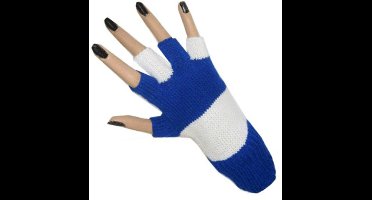 Vingerloze handschoen blauw - wit