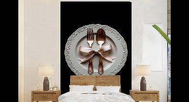 Behang - Fotobehang Rose - Strik - Bestek - Breedte 160 cm x hoogte 240 cm