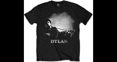 Bob Dylan - Guitar & Logo Heren T-shirt - L - Zwart