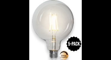 5-Pack | G125 Globelamp - E27 - 7.5W - Extra Warm Wit - 2700K - Dimbaar - Filament - Helder