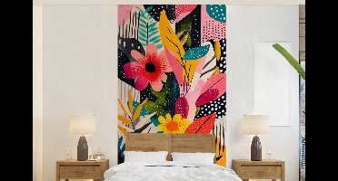 Behang - Fotobehang Schilderij - Abstract - Bloemen - Roze - Breedte 120 cm x hoogte 240 cm