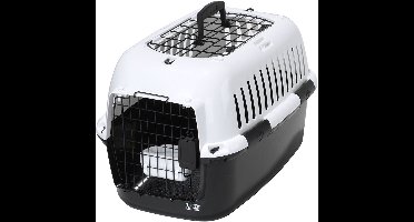 Ebi Adventurer 60 - Transportbox Hond en Kat tot 12 kg - Metalen Deuren & Waterbakje - 57x38x38cm - Zwart/Wit