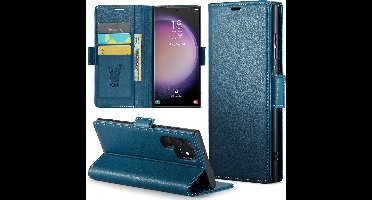 Hoesje geschikt voor Samsung Galaxy S24 Ultra - HyperCase Book Cover Kunstleer Blauw