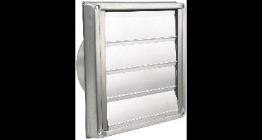 Starx Gevelkap 4 Lamellen - Ø125 mm - RVS - Buitenmaat 180 x 180 mm - Vierkant Muurrooster Gevelklep Rooster - Geschikt voor Ventilatie en Afvoer - Kleur RVS/Zilver