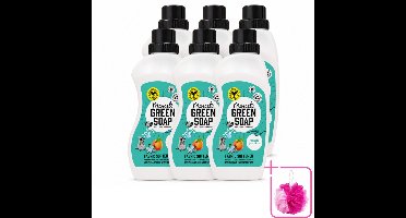 6 x Marcel's Green Soap - Wasverzachter - Perzik & Jasmijn - Zachte frisheid - 30 Wasbeurten - 750 ml - Bulkverpakking - Wasverzachter - Douchemop - Wasmiddel