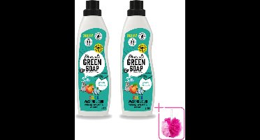 2 x Marcel's Green Soap - Vloeibaar Wasmiddel - Kleur - Perzik & Jasmijn - Effectief & natuurlijk - 23 Wasbeurten - 1 liter - Bulkverpakking - Wasmiddel - Douchemop - Natuurlijk wasmiddel