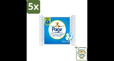 5 x Page – Vochtig Toiletpapier – 38 doekjes - Wasstrips - Vochtig Toiletpapier - Navulling - Micellair Water - Biologisch Afbreekbaar - Plasticvrij