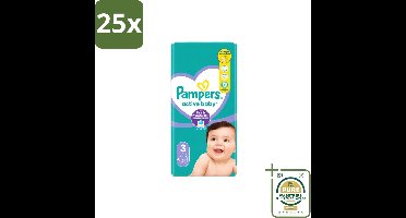 25 x Pampers – Luiers – Active Baby Maat 3 – 54 Luiers - Wasstrips - Baby Luiers - Droge Nachten - Luchtdoorlatende Luiers - Vocht Absorberende Luiers - Baby Droogte