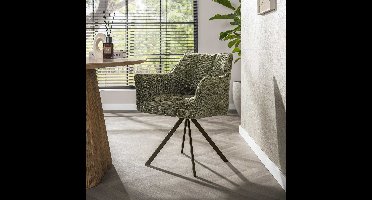 Giga Meubel Eetkamerstoel Alura - Groen - Draaibaar - Set van 2