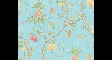 TAKKEN, VLINDER EN VRUCHTEN BEHANG - Blauw Geel Groen - AS Creation Paradise Garden