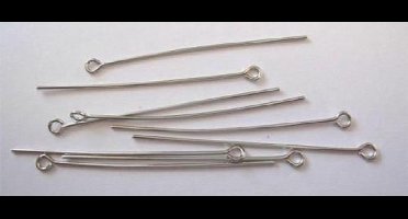 100 Stuks, Kettelstiften Met Oog, Zilver Kleur, 32mm