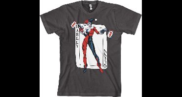 DC Comics Batman Heren Tshirt -S- Harley Quinn Card Games Grijs