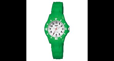 Q&Q V26A-007VY - Horloge - Sport - Analoog - Kinderen - Unisex - Plastic band - Rond - Kunststof - Cijfers - Groen - Wit - 10 ATM