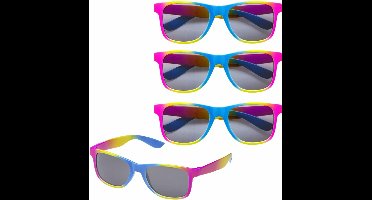 4x stuks regenboog retro thema fun party verkleed bril/zonnebril volwassenen - Pride feestartikelen