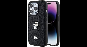 Karl Lagerfeld iPhone 15 Pro Serie - Beschermhoes - Zwart - Gripstand