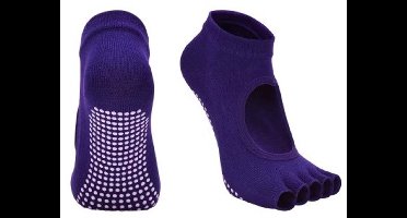 Scoby - Yoga sokken - Pilates - Grip Socks - Open teen - Ademend - Antislip - Paars