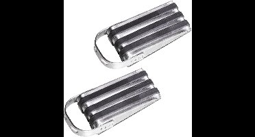 HI Deurstopper - 2x stuks - rubber - RVS - 13 x 5 x 4 cm - antislip