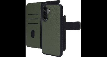 Mobiparts hoesje geschikt voor Samsung Galaxy A56 - Wallet 2-in-1 Boekhoesje - MagSafe - Echt Leder - Uitneembare Case - Sterke Magneet Sluiting - Contactloos betalen - Groen