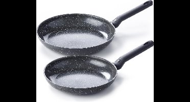 BK Universe Koekenpannenset 2-delig - 24/28cm - PFAS-vrije antikleeflaag - Koekenpan inductie - Ovenbestendig tot 160°C - Koudgreep - Zwart/Graniet