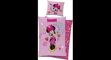 Minnie Mouse Dekbedovertrek - Pretty Pink - 140x200 cm + kussenloop 60x70 cm - Roze