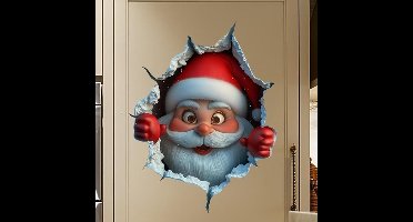 Kerst 3D muursticker Kerstman - Deursticker voor ramen en koelkasten - 30x25 cm